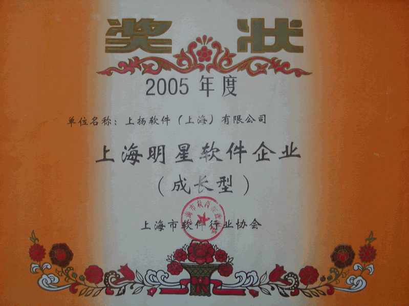 上海明星软件企业证书